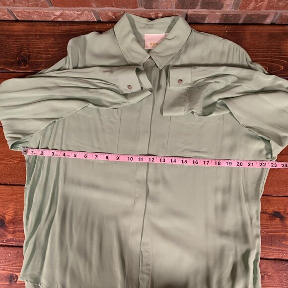 Maeve Anthropologie Sage Green Sandbridge Button Down Medium Tie Front Shirt EUC - Picture 10 of 12